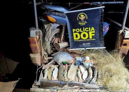 Foragido da Justiça com arma de fogo, caça e pescado foi preso em Rio Brilhante